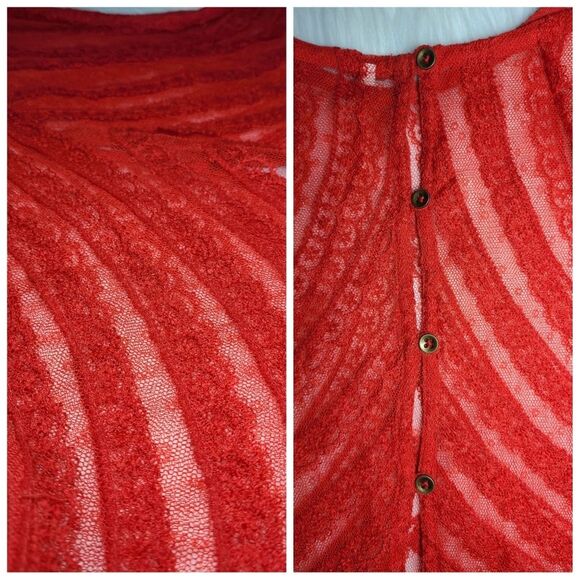 Free People|She's a Doll Red Lace Sleeveless Peplum Top, XS - Picture 8 of 10